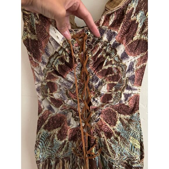 Roberto Cavalli Dress Women's Large Vintage 90s Knee Length Silk Y2K - Picture 3 of 9